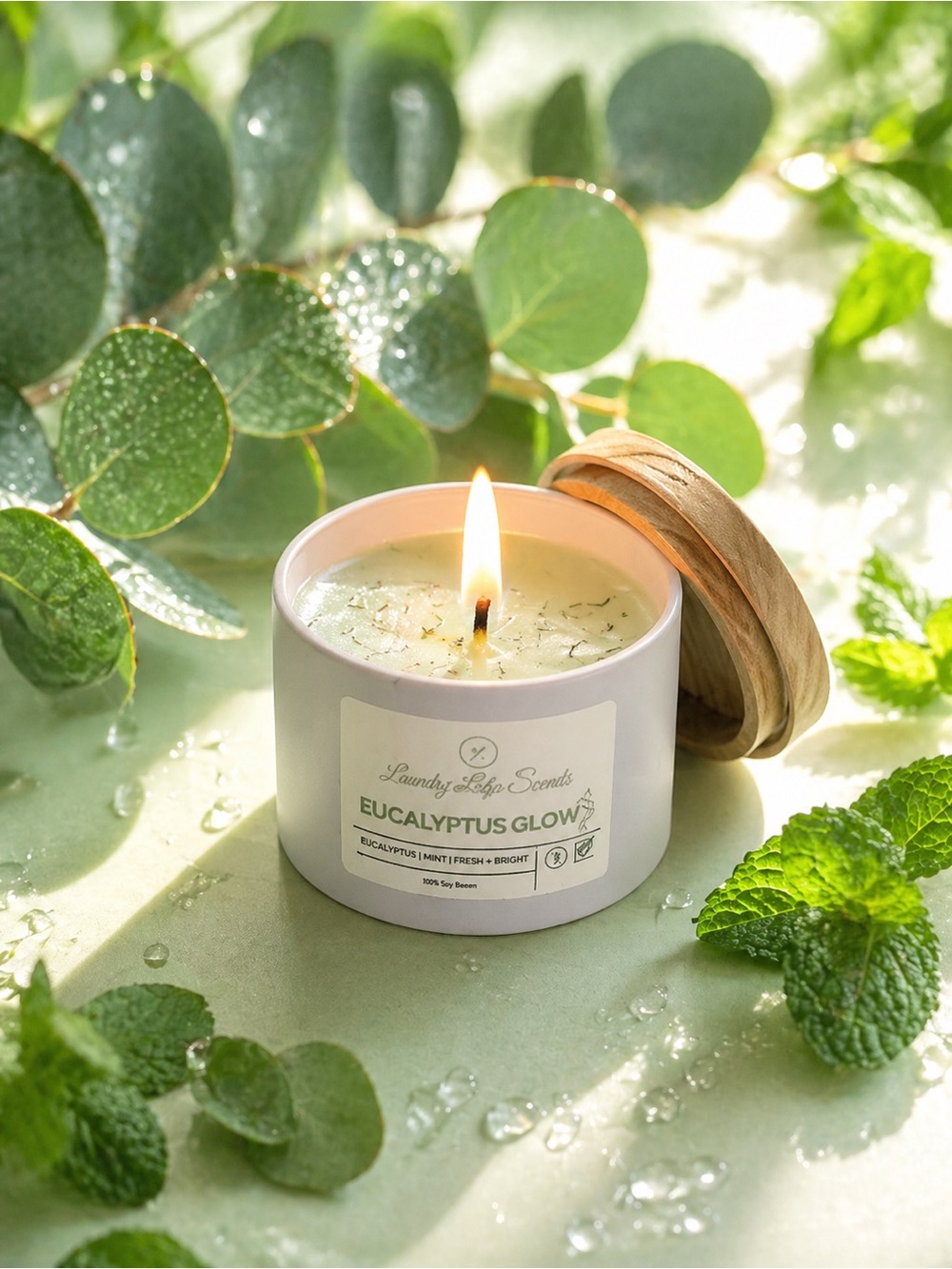 Eucalyptus Glow Mini 3.5oz Premium Soy Candle by Lovely Life Scents